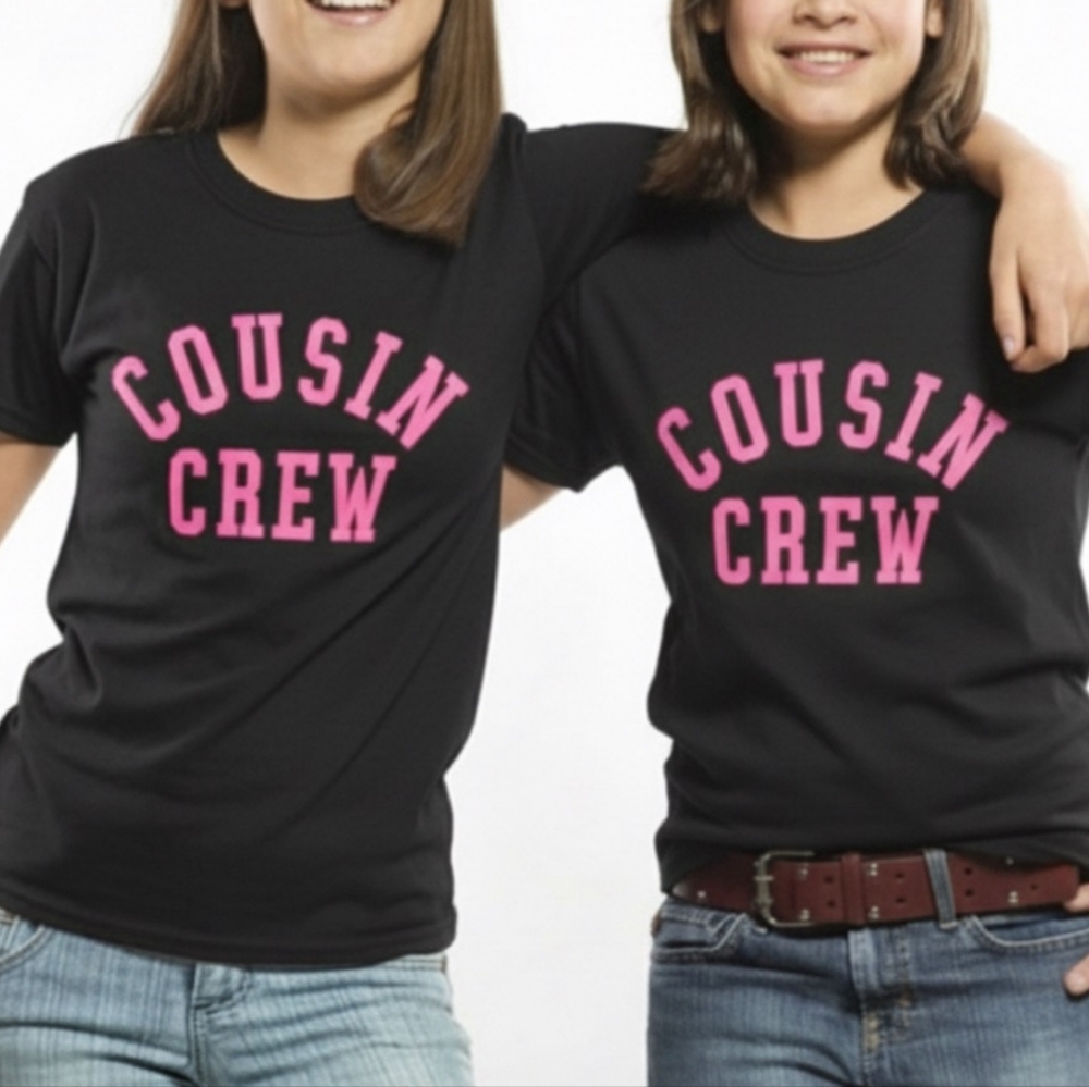 The Children's Place Black and Pink Cousin Crew Tee 10-12 Top Shirt Set